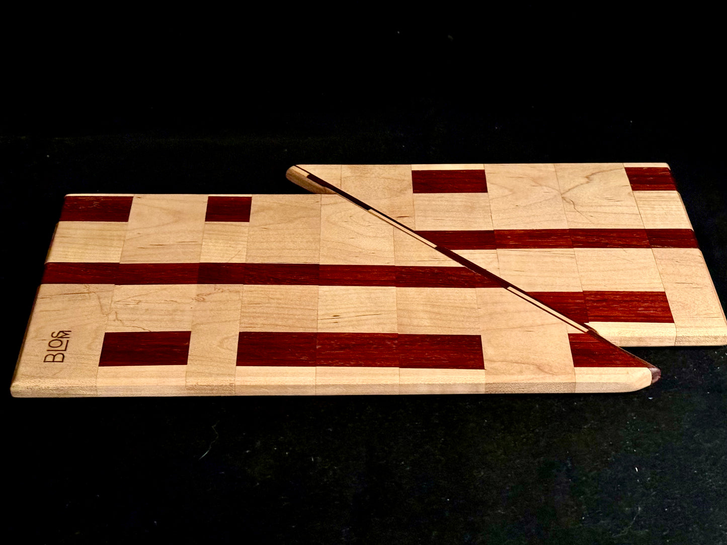 BLOSM | Cutting Boards 15"x 10". "The Glitch IRL ". African Padauk, Maple. Designed and Handcrafted in California. - BLOSM | Blossom Woodworking