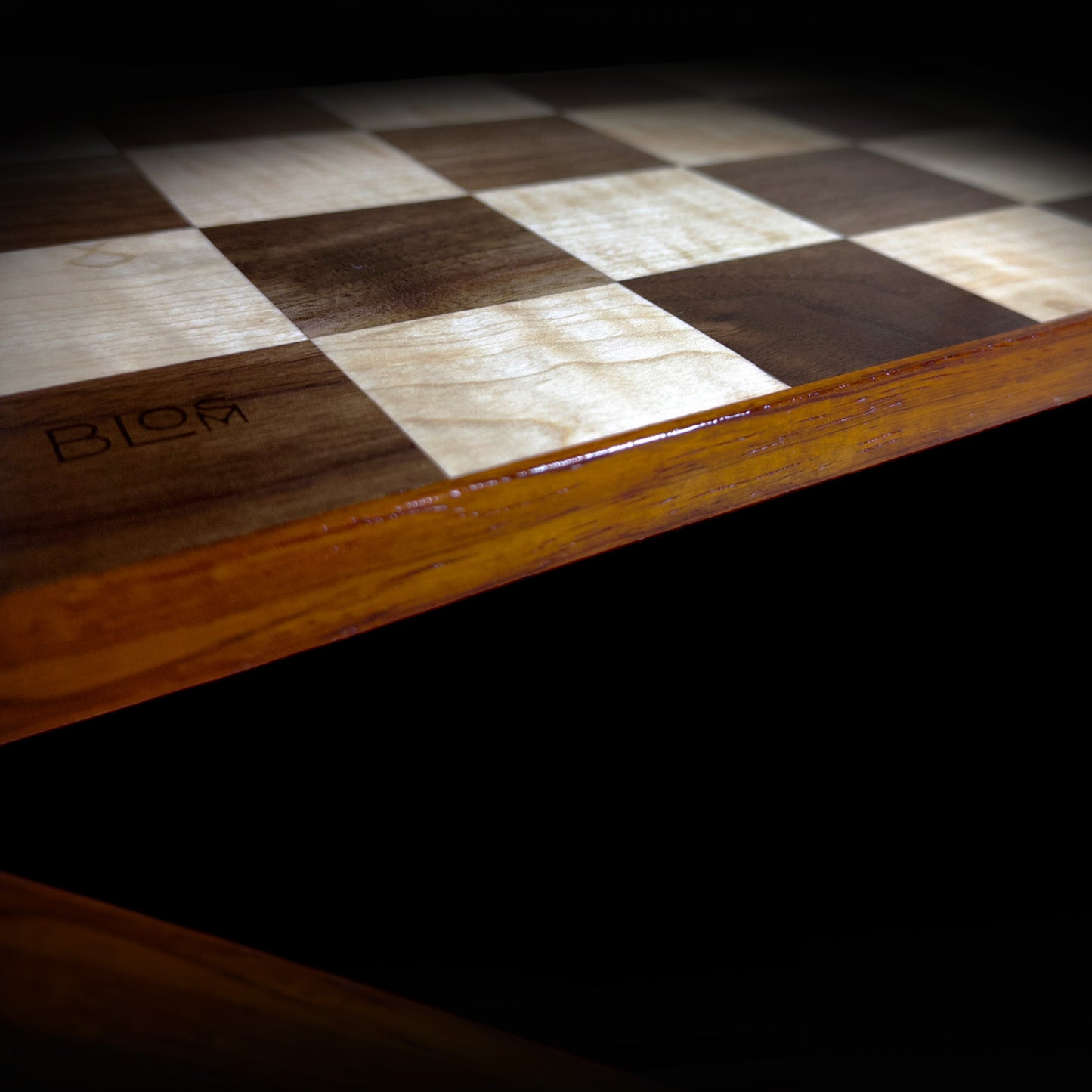 BLOSM | Original | Cutting Board. Checkered (Chess Design)  16in x 9in. Exotic hardwood: Walnut, Maple and Padauk. Limited run design. This one is 1 out of 2 pieces. Luxury, unique, artisan, high-end, handcrafted in USA. - BLOSM | Blossom Woodworking