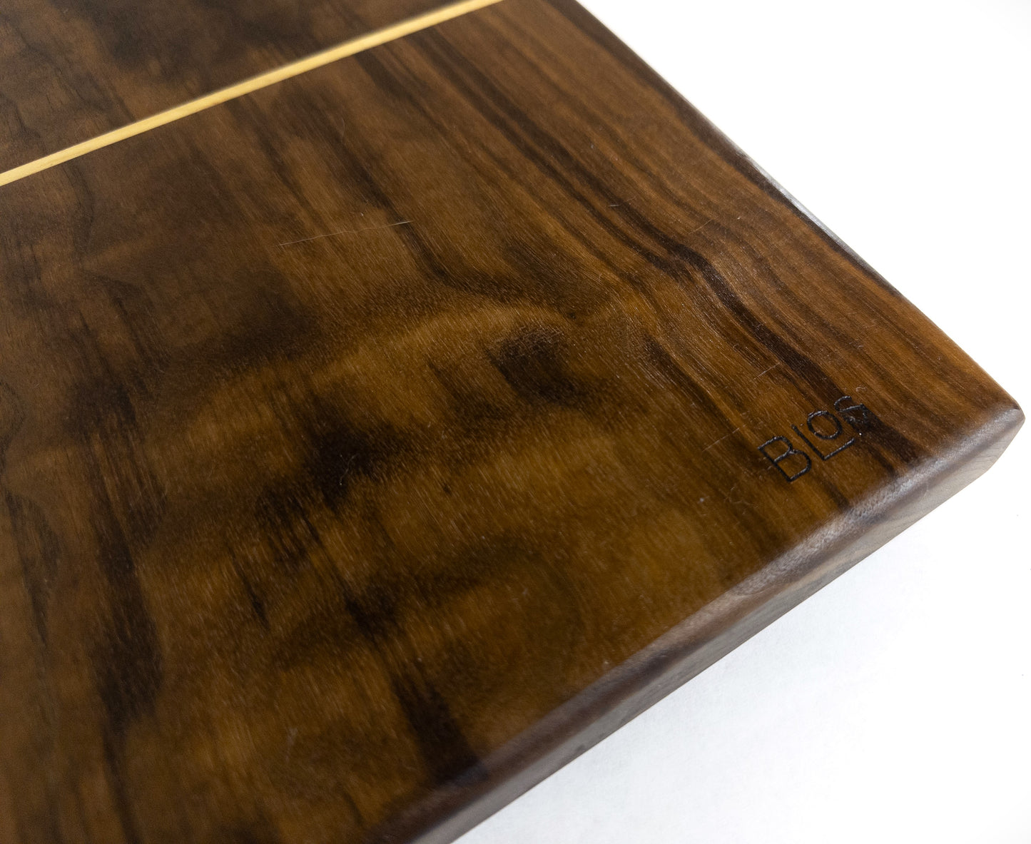 BLOSM | Original | Cutting Board. Walnut with maple inlay / insert. Thick, 1in height x 18in x 8.25in. Limited run design. Elegant luxury, unique design, artisan, high-end, handcrafted in USA. - BLOSM | Blossom Woodworking