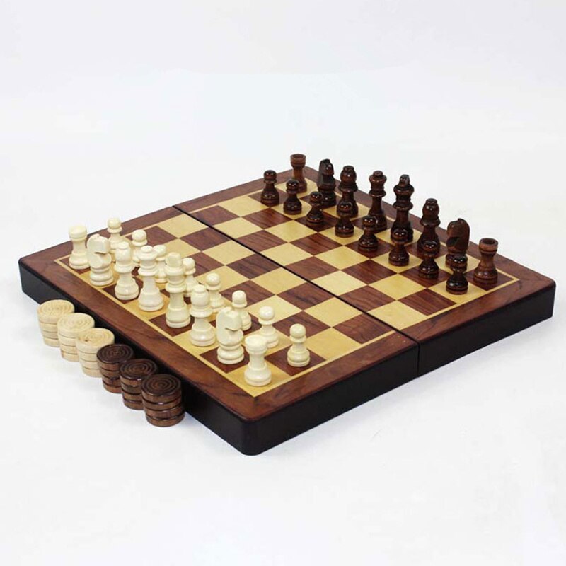 BLOSM | RECOMMENDATION: High End Chess Set Wooden + Two-in-one Checkers pieces. Solid Wood. Folding board with storage. - BLOSM | Blossom Woodworking