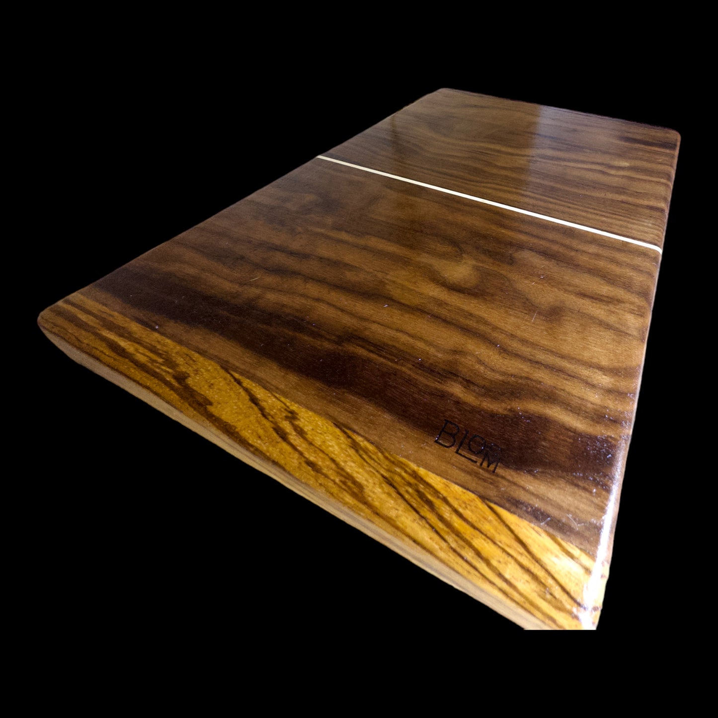 BLOSM | Original | Zebra Line | Cutting Board. Walnut, Maple and Zebra wood. Thick, 1in height x 18in x 12 in. Limited run. Elegant, luxury, unique design, artisan, high-end, handcrafted in USA. - BLOSM | Blossom Woodworking
