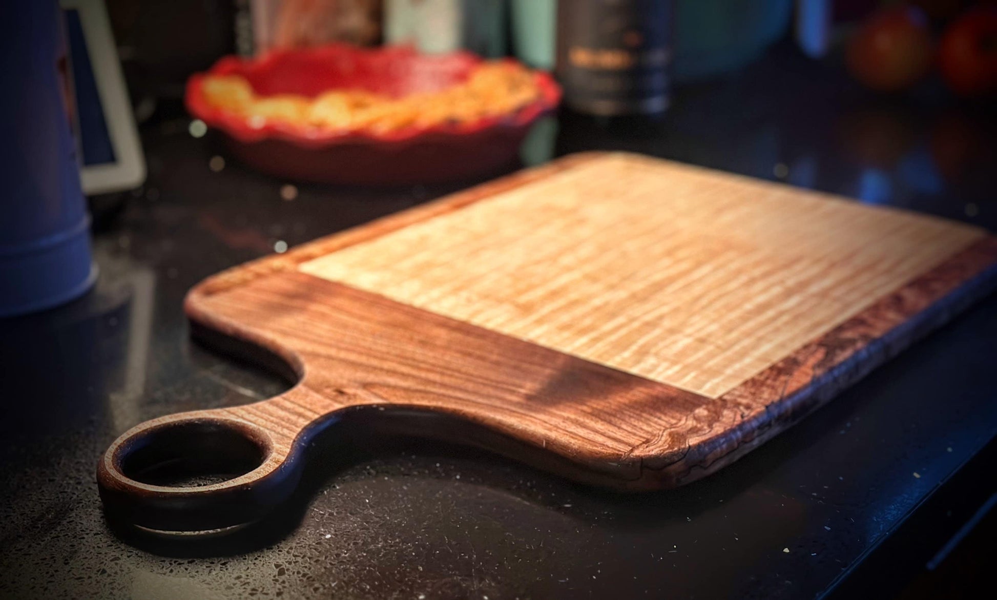 BLOSM | Spalted Maple, Walnut Cutting Board 19"x11.5" High end handcrafted, with a story. Limited run with Certificate of Authenticity.