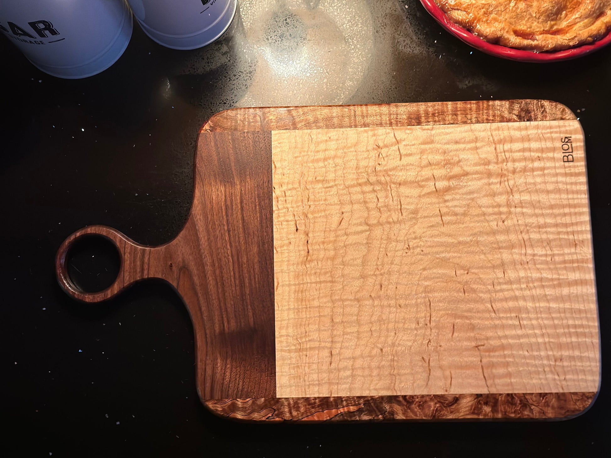 BLOSM | Spalted Maple, Walnut Cutting Board 19"x11.5" High end handcrafted, with a story. Limited run with Certificate of Authenticity.