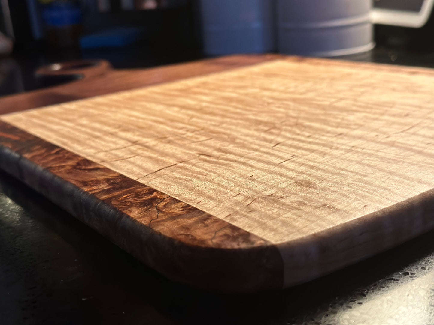 BLOSM | Spalted Maple, Walnut Cutting Board 19"x11.5" High end handcrafted, with a story. Limited run with Certificate of Authenticity.