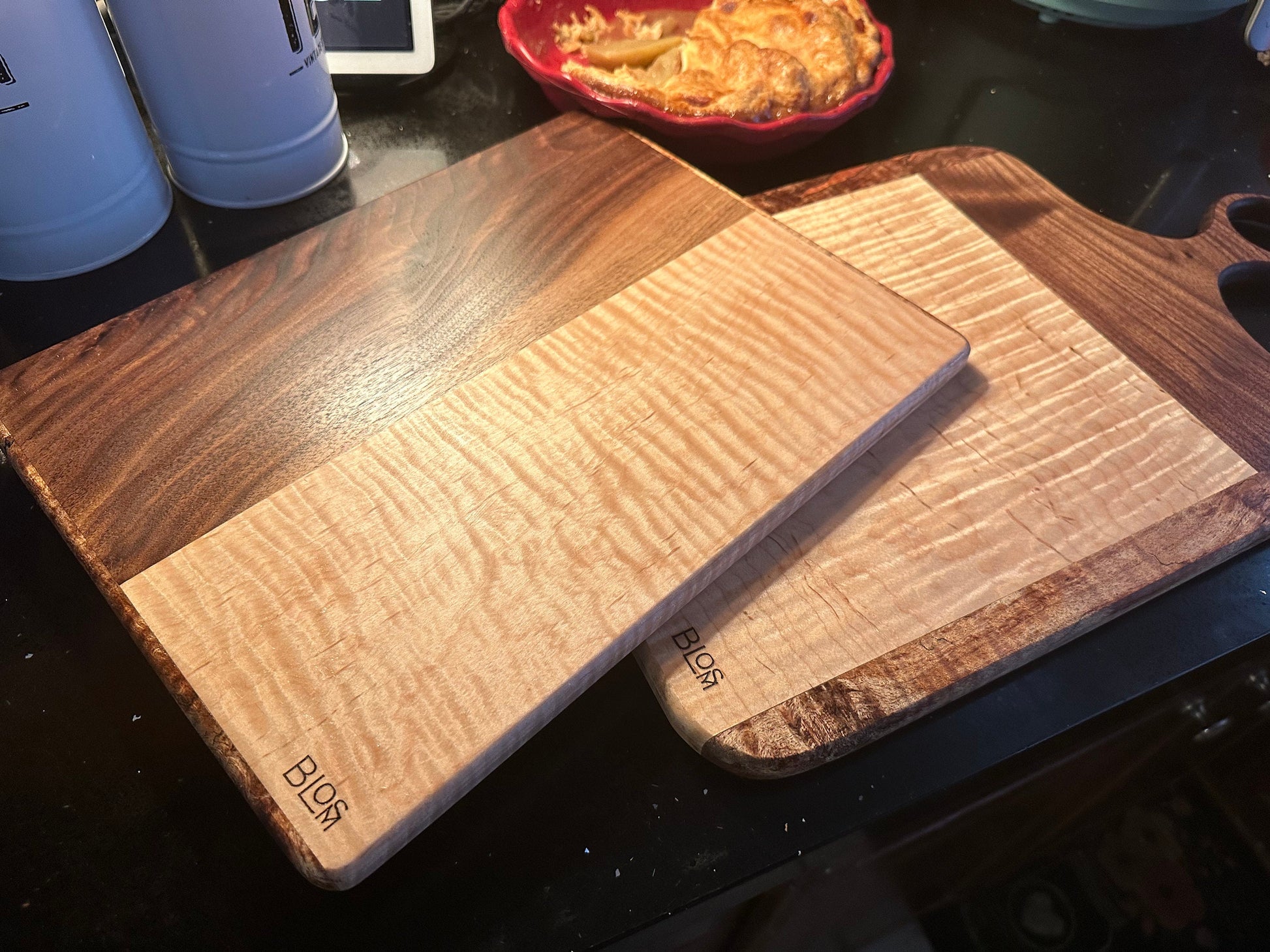 BLOSM | Spalted Maple, Walnut Cutting Board 19"x11.5" High end handcrafted, with a story. Limited run with Certificate of Authenticity.