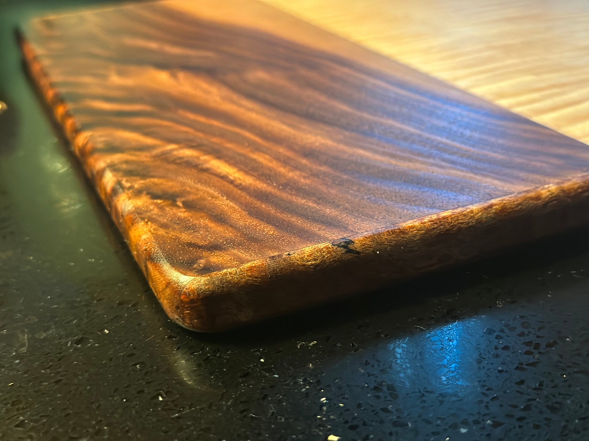 BLOSM | Spalted Maple, Walnut Cutting Board 13.75"x 10.5" Highend handcrafted, with a story. Personalization option, with Certifacation.