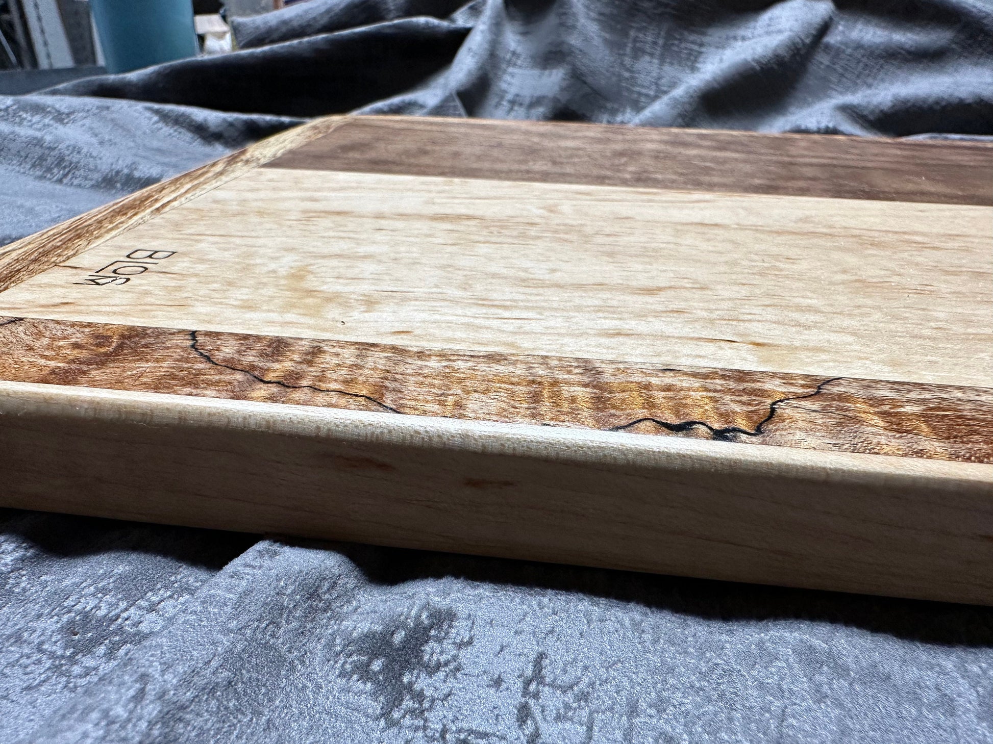 BLOSM | Limited Run. Spalted Maple, Walnut Cutting Board 23"x15" Large, unique, artisan, high end made to order, with a story. Certified.