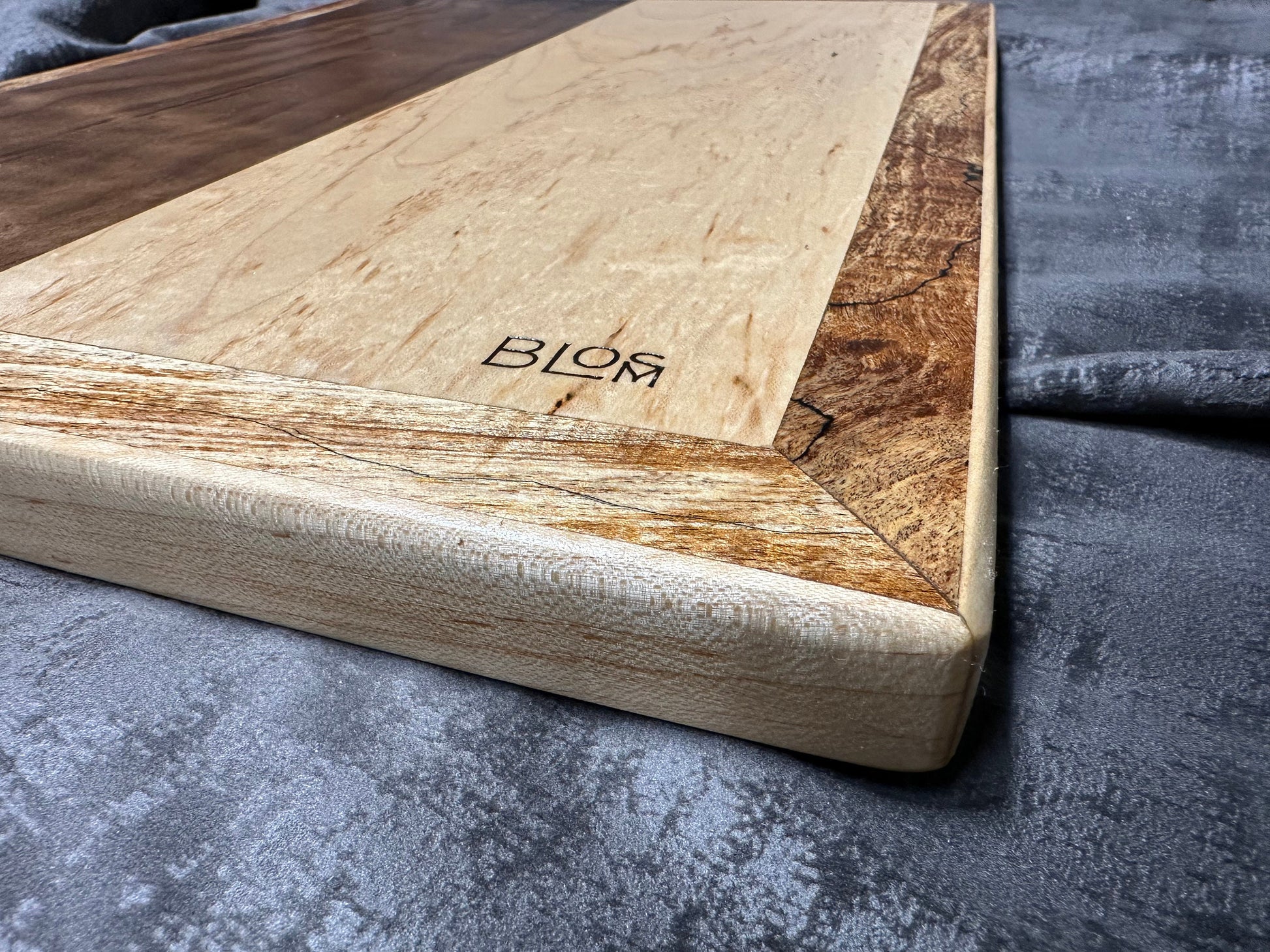 BLOSM | Limited Run. Spalted Maple, Walnut Cutting Board 23"x15" Large, unique, artisan, high end made to order, with a story. Certified.