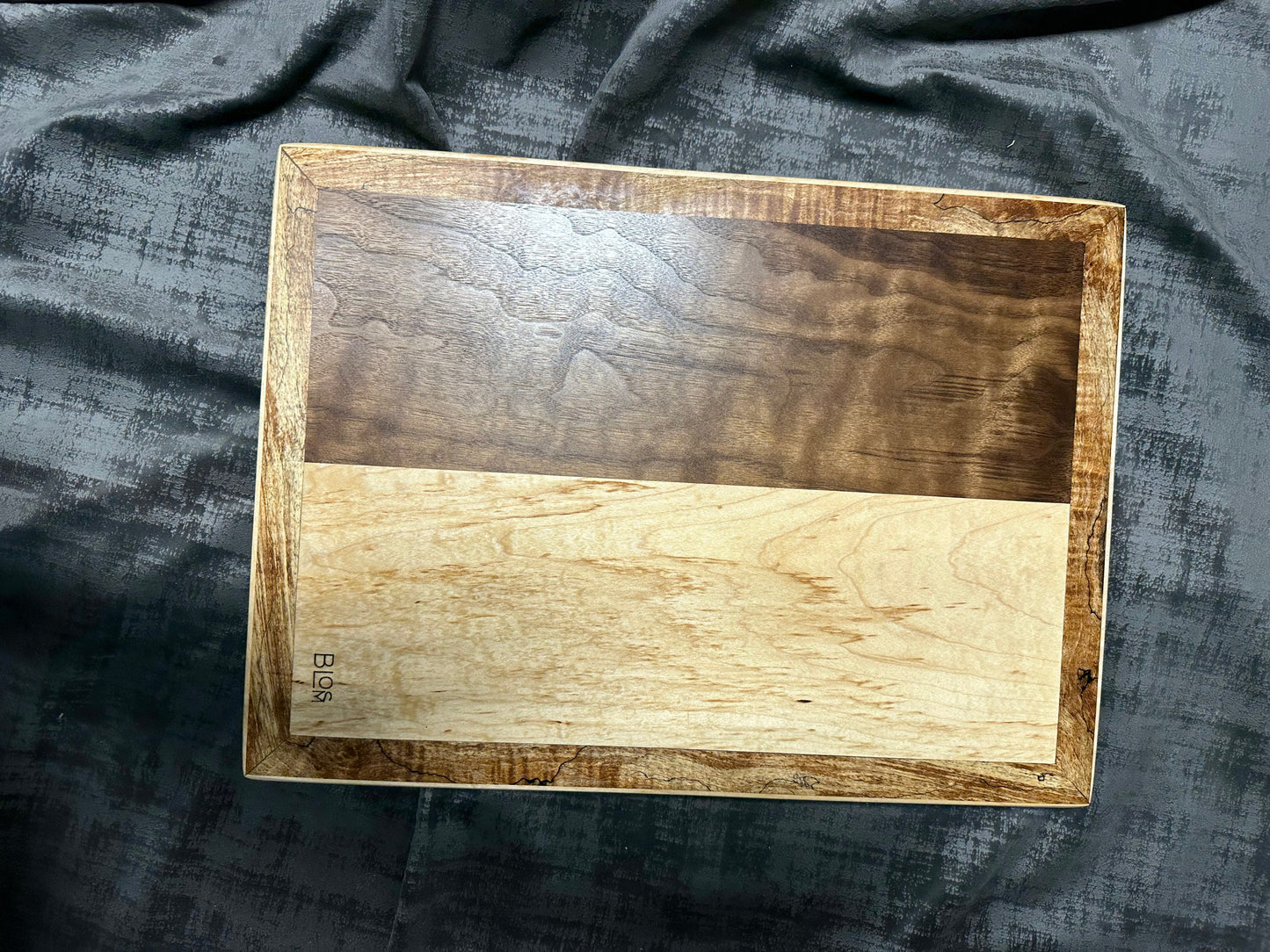 BLOSM | Limited Run. Spalted Maple, Walnut Cutting Board 23"x15" Large, unique, artisan, high end made to order, with a story. Certified.