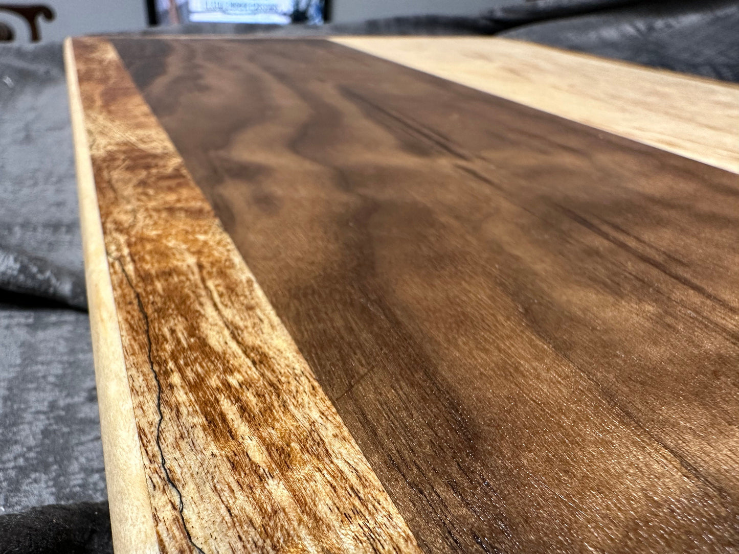 BLOSM | Limited Run. Spalted Maple, Walnut Cutting Board 23"x15" Large, unique, artisan, high end made to order, with a story. Certified.