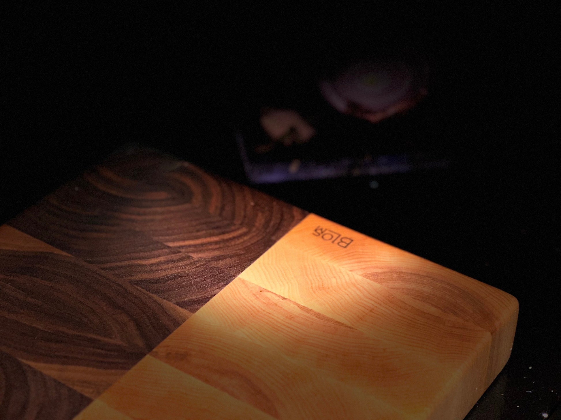 BLOSM | Zebra Edge Grain thick Cutting Board / Butchers Block 23"x15" +Walnut,Maple. Luxury, unique artisan, high-end handcrafted. Certified