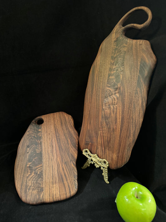 BLOSM | Cutting Boards SET 15"x 9" and 10"x9" with a handle. Walnut. Designed and Handcrafted in California. - BLOSM | Blossom Woodworking