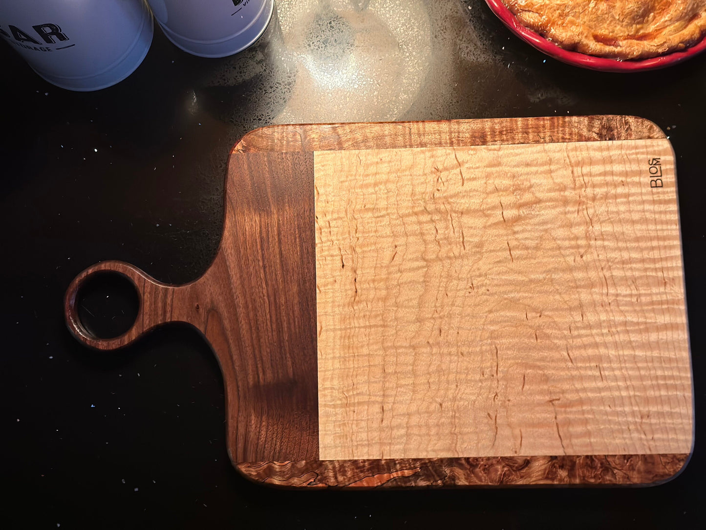 Woodland Series Large Cutting Board with Handle - Sapele, Maple